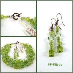 Handmade Lime Green BeadedChoker Set.